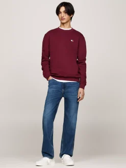 Bluzy Dresowe & Z Kapturem*Tommy Hilfiger Bluza Z Okrągłym Dekoltem I Naszywką Tommy DEEP ROUGE