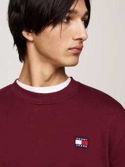 Bluzy Dresowe & Z Kapturem*Tommy Hilfiger Bluza Z Okrągłym Dekoltem I Naszywką Tommy DEEP ROUGE