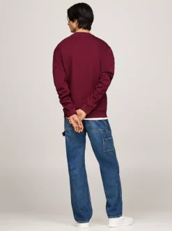 Bluzy Dresowe & Z Kapturem*Tommy Hilfiger Bluza Z Okrągłym Dekoltem I Naszywką Tommy DEEP ROUGE