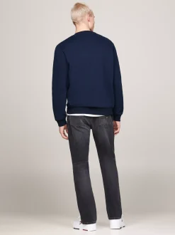 Bluzy Dresowe & Z Kapturem*Tommy Hilfiger Bluza Z Okrągłym Dekoltem I Logo DARK NIGHT NAVY