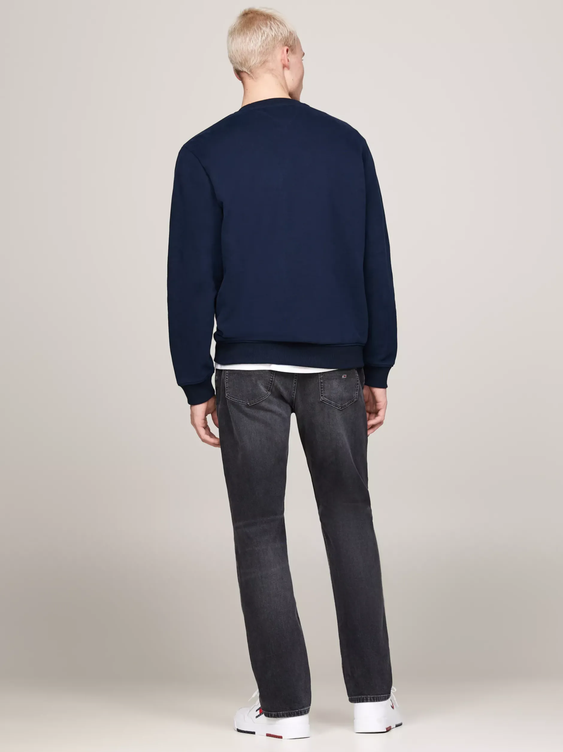 Bluzy Dresowe & Z Kapturem*Tommy Hilfiger Bluza Z Okrągłym Dekoltem I Logo DARK NIGHT NAVY