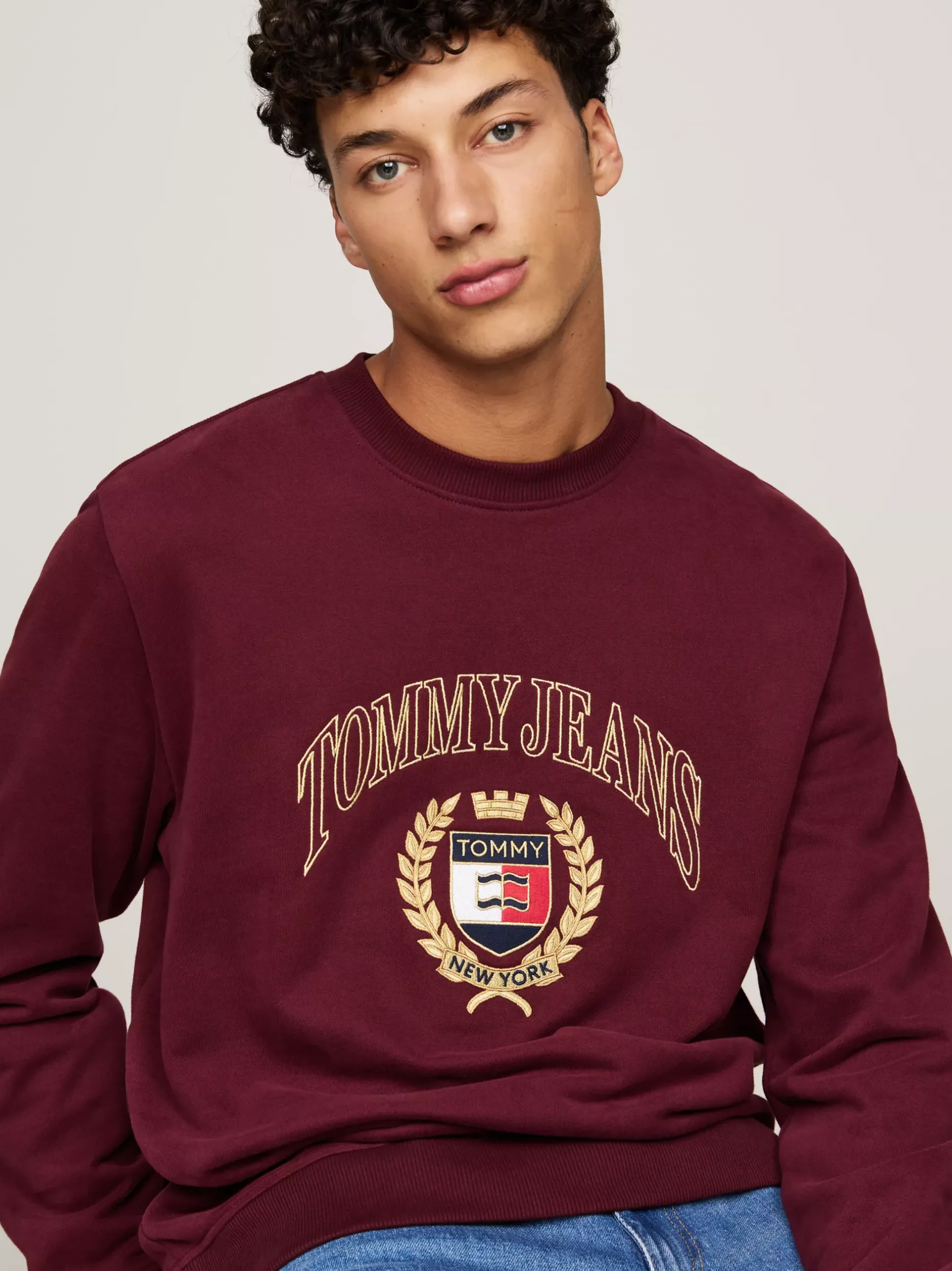 Bluzy Dresowe & Z Kapturem*Tommy Hilfiger Bluza Z Okrągłym Dekoltem I Logo DEEP ROUGE