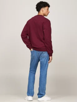 Bluzy Dresowe & Z Kapturem*Tommy Hilfiger Bluza Z Okrągłym Dekoltem I Logo DEEP ROUGE