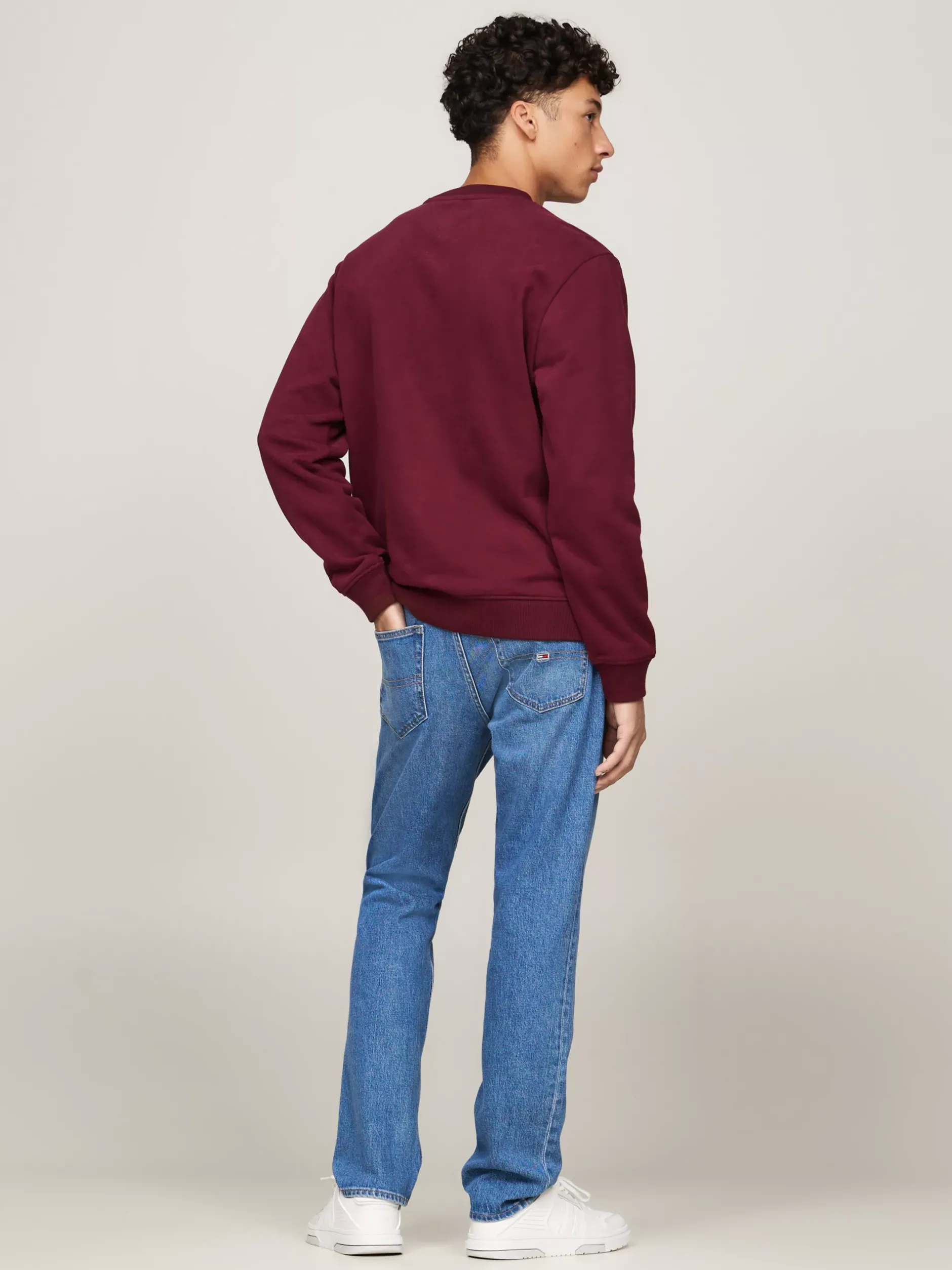 Bluzy Dresowe & Z Kapturem*Tommy Hilfiger Bluza Z Okrągłym Dekoltem I Logo DEEP ROUGE