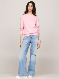 Bluzy Dresowe & Z Kapturem*Tommy Hilfiger Bluza Z Okrągłym Dekoltem I Naszywką Z Flagą BALLET PINK