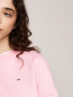 Bluzy Dresowe & Z Kapturem*Tommy Hilfiger Bluza Z Okrągłym Dekoltem I Naszywką Z Flagą BALLET PINK
