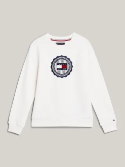 Bluzy Dresowe I Z Kapturem*Tommy Hilfiger Bluza Z Okrągłym Dekoltem I Logo ANCIENT WHITE