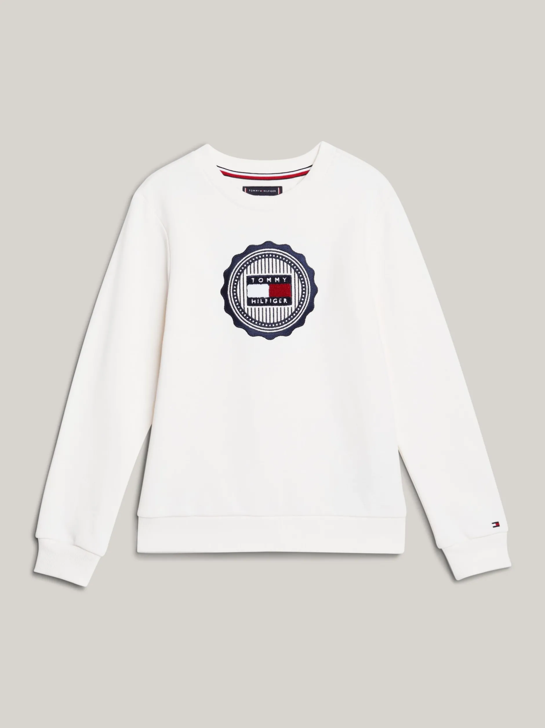 Bluzy Dresowe I Z Kapturem*Tommy Hilfiger Bluza Z Okrągłym Dekoltem I Logo ANCIENT WHITE