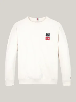 Bluzy Dresowe I Z Kapturem*Tommy Hilfiger Bluza Z Okrągłym Dekoltem I Logo Z Tyłu ANCIENT WHITE