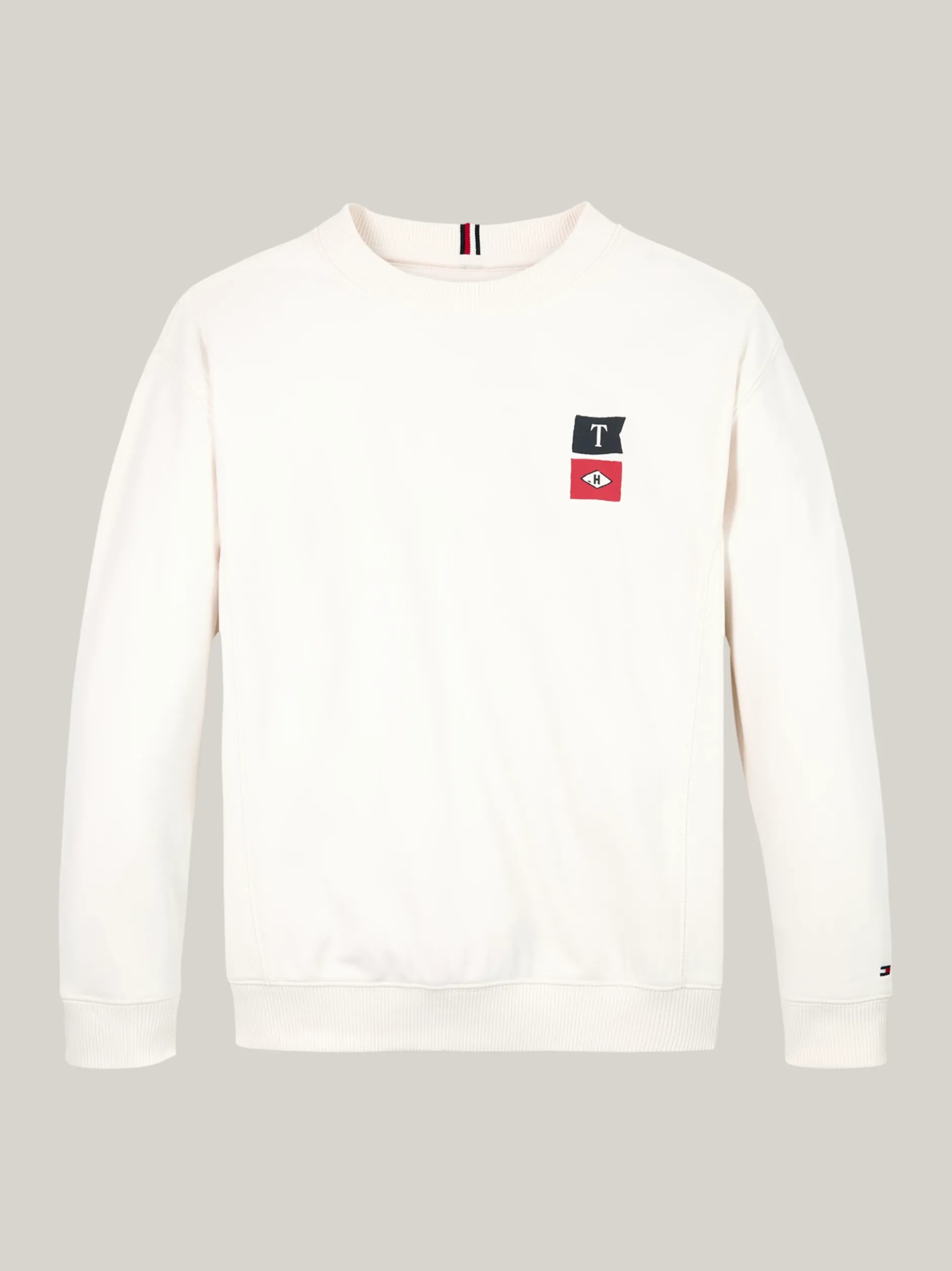 Bluzy Dresowe I Z Kapturem*Tommy Hilfiger Bluza Z Okrągłym Dekoltem I Logo Z Tyłu ANCIENT WHITE