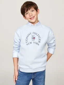 Bluzy Dresowe I Z Kapturem*Tommy Hilfiger Bluza Z Okrągłym Dekoltem I Logo BREEZY BLUE