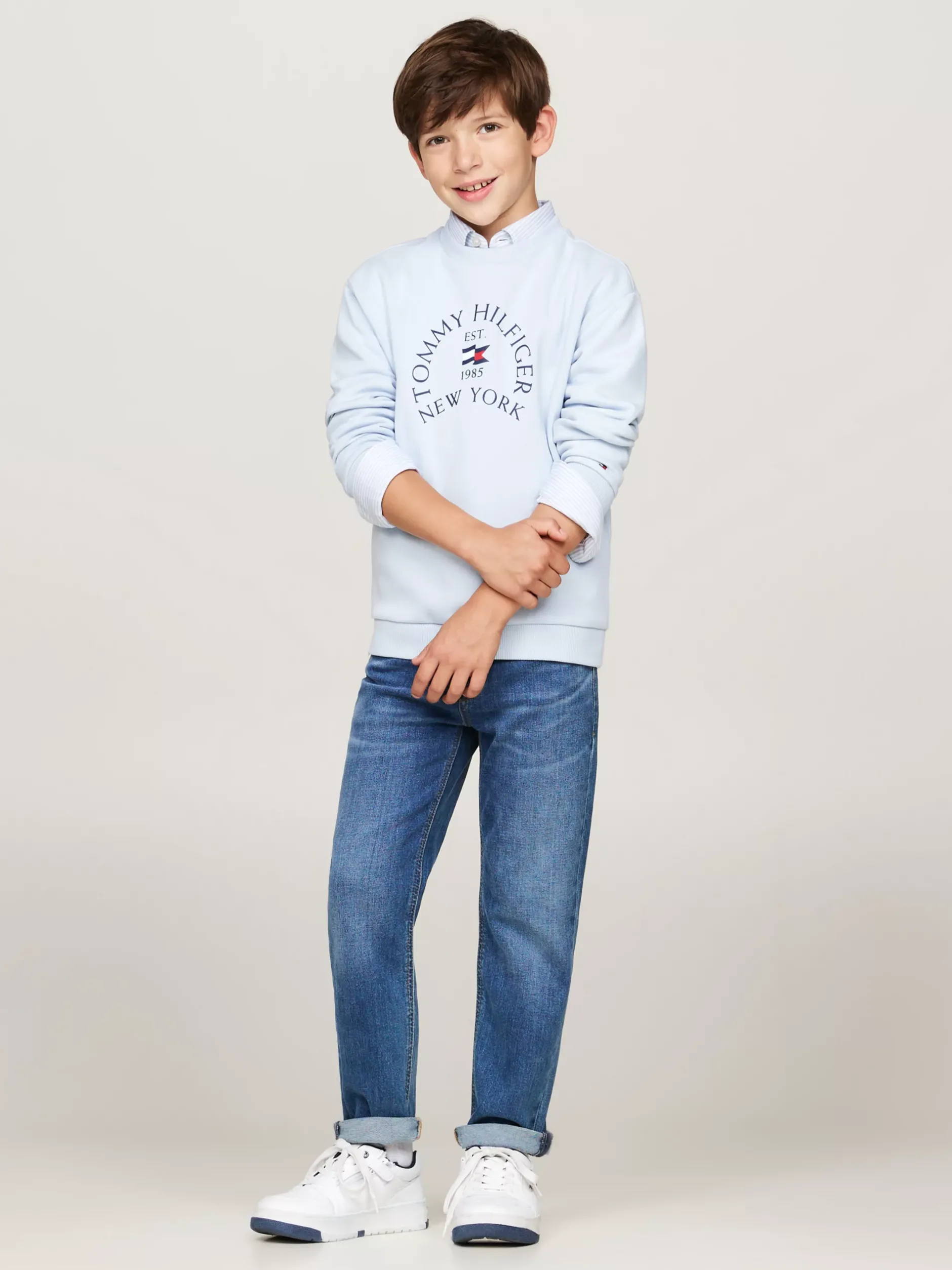 Bluzy Dresowe I Z Kapturem*Tommy Hilfiger Bluza Z Okrągłym Dekoltem I Logo BREEZY BLUE