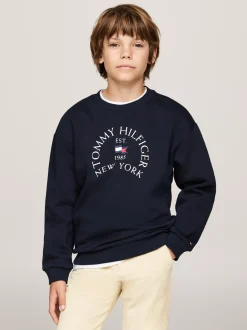 Bluzy Dresowe I Z Kapturem*Tommy Hilfiger Bluza Z Okrągłym Dekoltem I Logo DESERT SKY