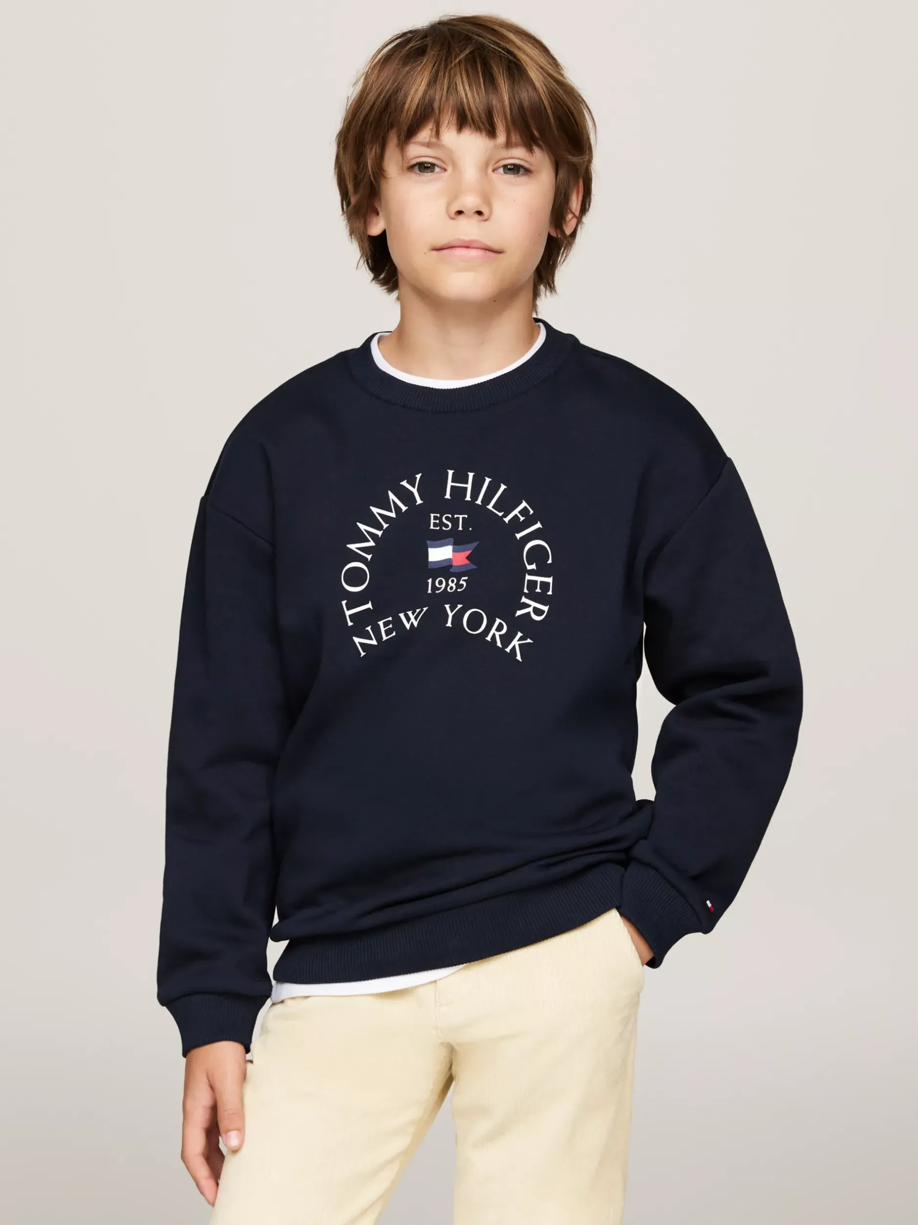 Bluzy Dresowe I Z Kapturem*Tommy Hilfiger Bluza Z Okrągłym Dekoltem I Logo DESERT SKY