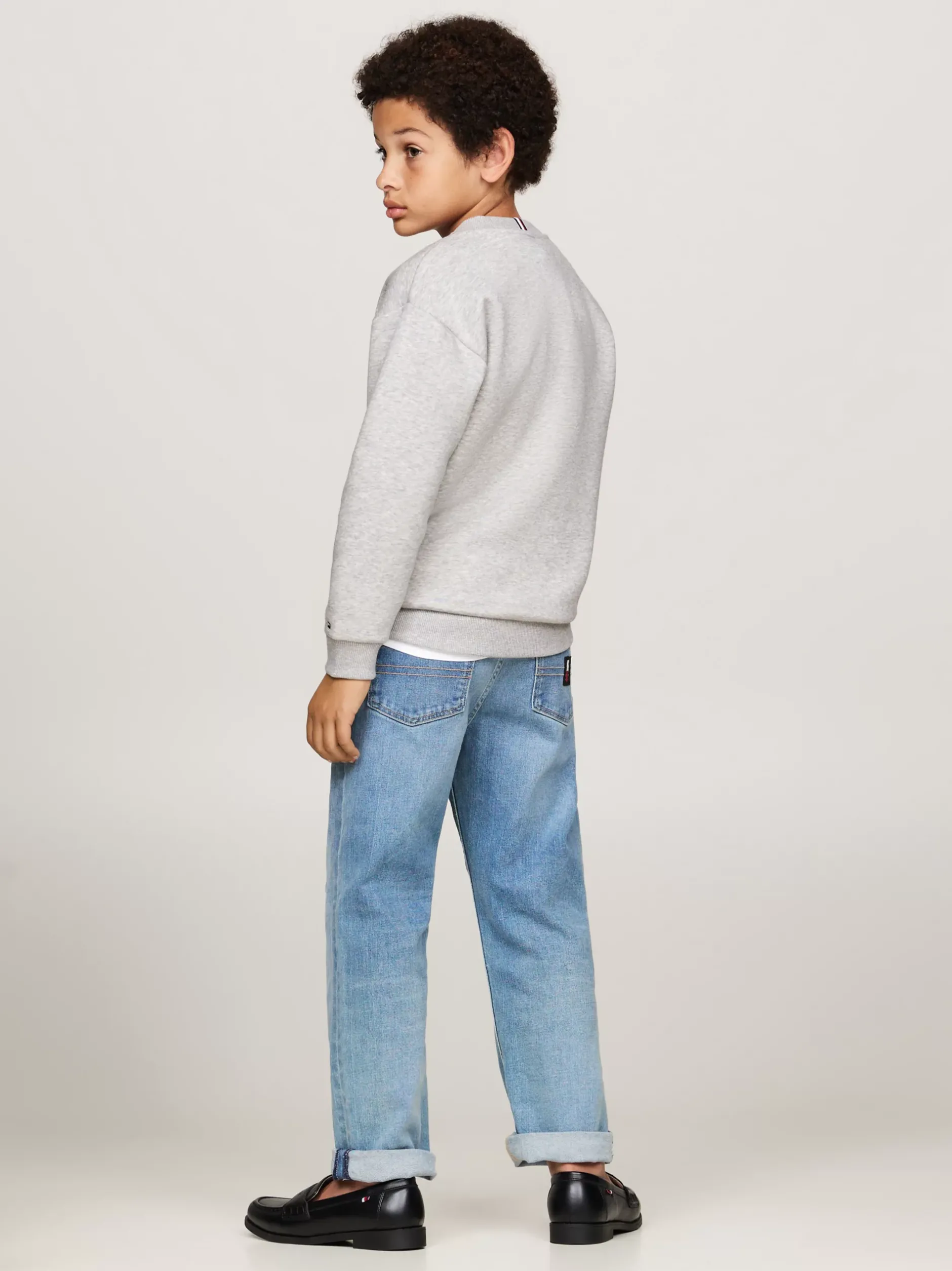 Bluzy Dresowe I Z Kapturem*Tommy Hilfiger Bluza Z Okrągłym Dekoltem I Logo LIGHT GREY HEATHER