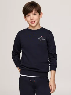 Bluzy Dresowe I Z Kapturem*Tommy Hilfiger Bluza Z Okrągłym Dekoltem I Logo Hilfiger DESERT SKY