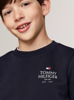 Bluzy Dresowe I Z Kapturem*Tommy Hilfiger Bluza Z Okrągłym Dekoltem I Logo Hilfiger DESERT SKY