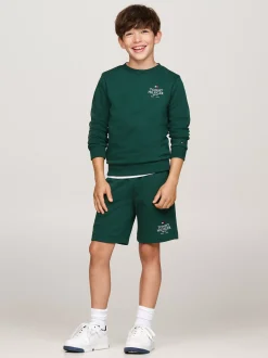 Bluzy Dresowe I Z Kapturem*Tommy Hilfiger Bluza Z Okrągłym Dekoltem I Logo Hilfiger ORNAMENTAL GREEN