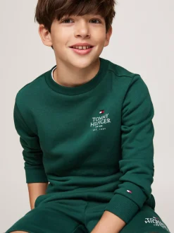 Bluzy Dresowe I Z Kapturem*Tommy Hilfiger Bluza Z Okrągłym Dekoltem I Logo Hilfiger ORNAMENTAL GREEN