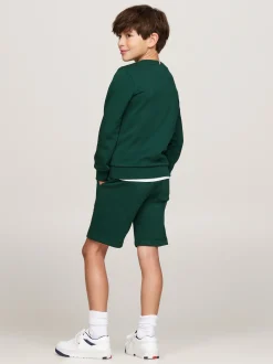 Bluzy Dresowe I Z Kapturem*Tommy Hilfiger Bluza Z Okrągłym Dekoltem I Logo Hilfiger ORNAMENTAL GREEN