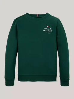 Bluzy Dresowe I Z Kapturem*Tommy Hilfiger Bluza Z Okrągłym Dekoltem I Logo Hilfiger ORNAMENTAL GREEN