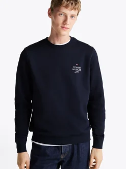 Bluzy Dresowe & Z Kapturem*Tommy Hilfiger Bluza Z Okrągłym Dekoltem I Logo Z Przodu DESERT SKY