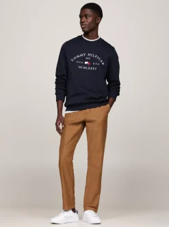 Bluzy Dresowe & Z Kapturem*Tommy Hilfiger Bluza Z Okrągłym Dekoltem I Wyszywanym Logo DESERT SKY