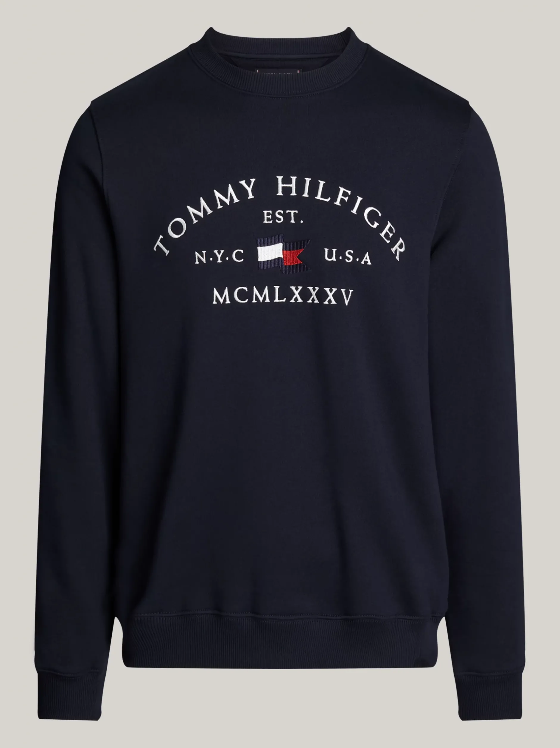Bluzy Dresowe & Z Kapturem*Tommy Hilfiger Bluza Z Okrągłym Dekoltem I Wyszywanym Logo DESERT SKY