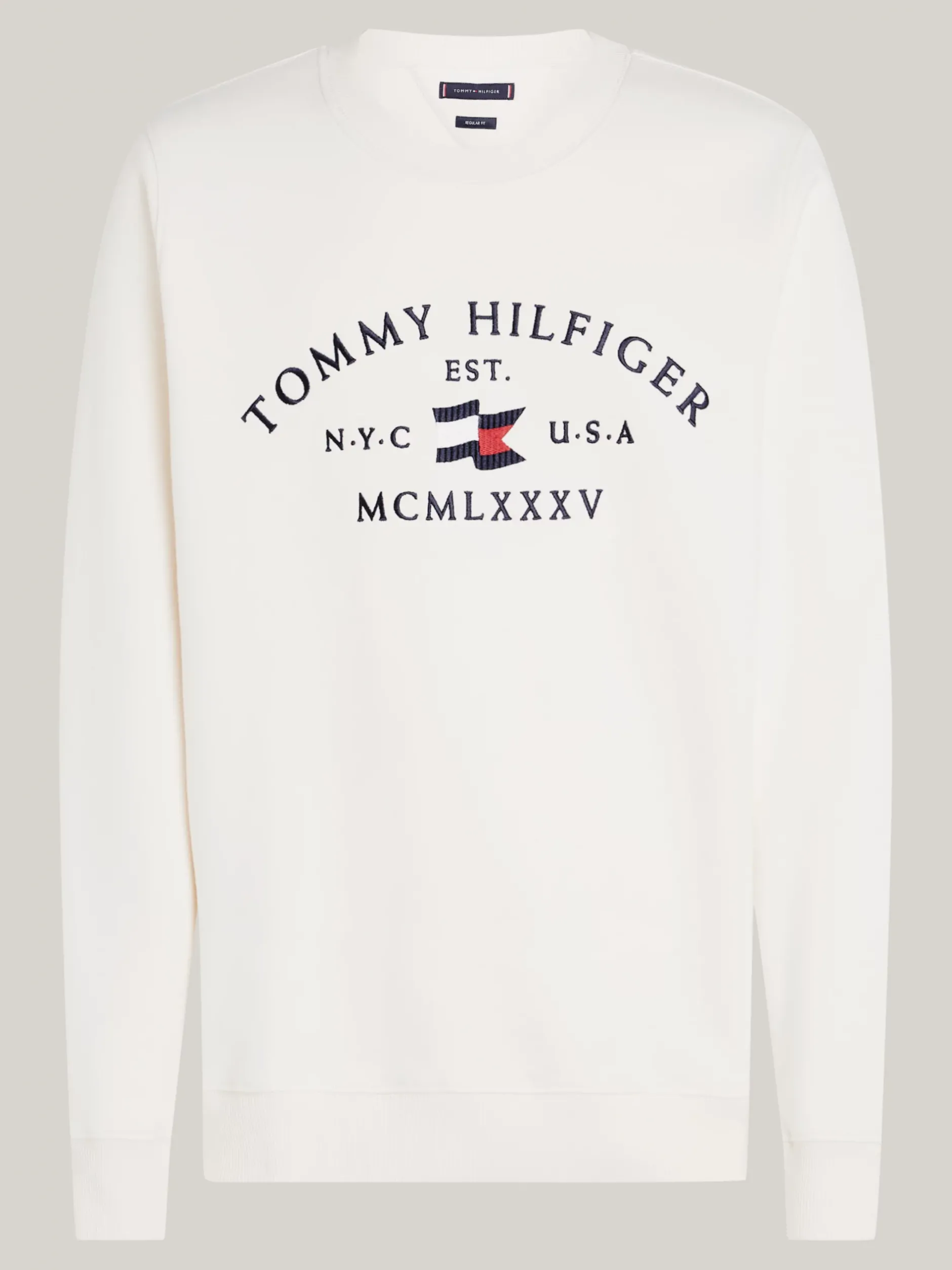 Bluzy Dresowe & Z Kapturem*Tommy Hilfiger Bluza Z Okrągłym Dekoltem I Wyszywanym Logo IVORY PETAL