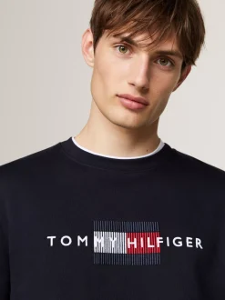 Bluzy Dresowe & Z Kapturem*Tommy Hilfiger Bluza Z Okrągłym Dekoltem I Wyszywanym Logo DESERT SKY