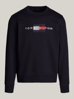 Bluzy Dresowe & Z Kapturem*Tommy Hilfiger Bluza Z Okrągłym Dekoltem I Wyszywanym Logo DESERT SKY