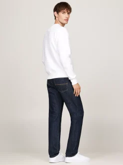 Bluzy Dresowe & Z Kapturem*Tommy Hilfiger Bluza Z Okrągłym Dekoltem I Wyszywanym Logo WHITE