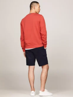 Bluzy Dresowe & Z Kapturem*Tommy Hilfiger Bluza Z Okrągłym Dekoltem I Logo Na Piersi TERRA RED