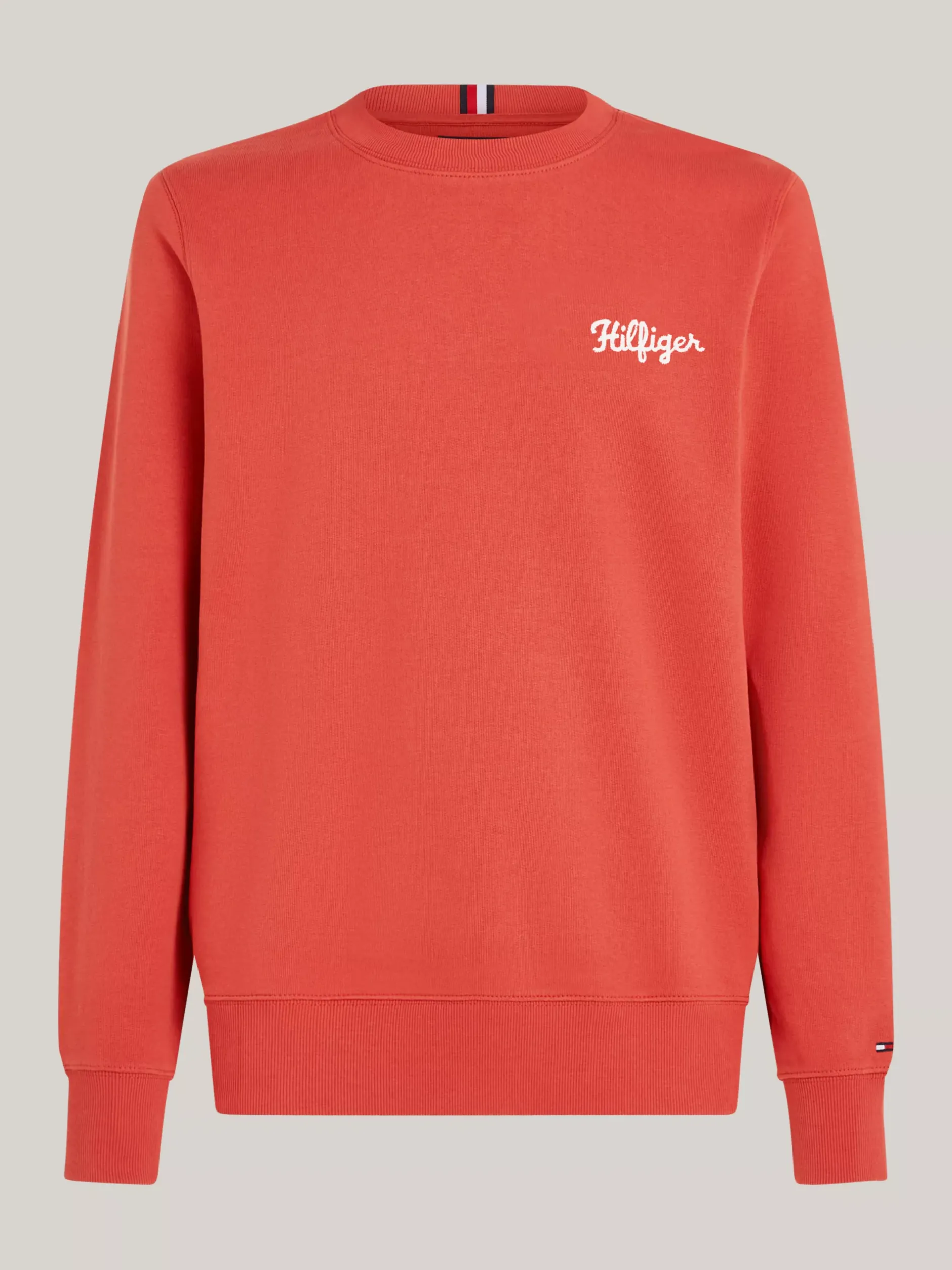 Bluzy Dresowe & Z Kapturem*Tommy Hilfiger Bluza Z Okrągłym Dekoltem I Logo Na Piersi TERRA RED
