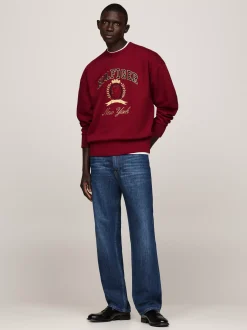 Bluzy Dresowe & Z Kapturem*Tommy Hilfiger Bluza Z Okrągłym Dekoltem I Emblematem ROUGE