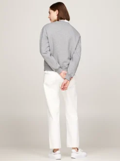 Bluzy Dresowe & Z Kapturem*Tommy Hilfiger Bluza Z Okrągłym Dekoltem I Logo MEDIUM HEATHER GREY