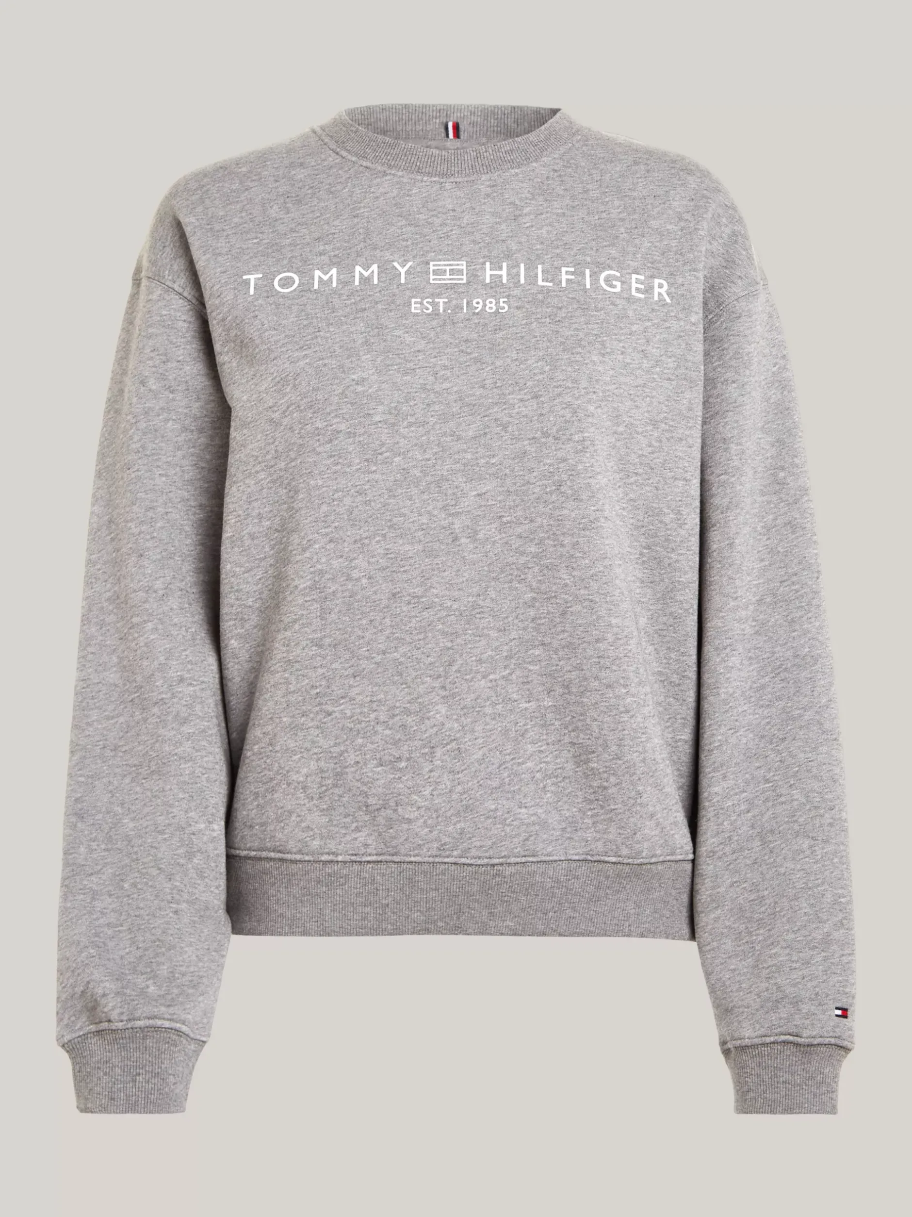 Bluzy Dresowe & Z Kapturem*Tommy Hilfiger Bluza Z Okrągłym Dekoltem I Logo MEDIUM HEATHER GREY