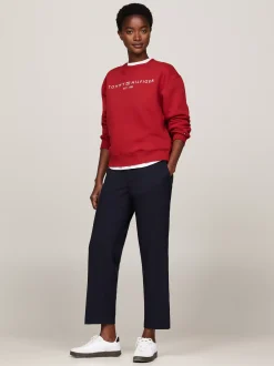Bluzy Dresowe & Z Kapturem*Tommy Hilfiger Bluza Z Okrągłym Dekoltem I Logo DARK MAGMA