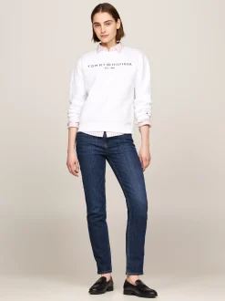 Bluzy Dresowe & Z Kapturem*Tommy Hilfiger Bluza Z Okrągłym Dekoltem I Logo TH OPTIC WHITE