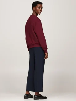 Bluzy Dresowe & Z Kapturem*Tommy Hilfiger Bluza Z Okrągłym Dekoltem I Wyszywanym Logo DEEP ROUGE