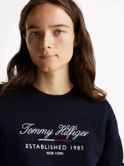 Bluzy Dresowe & Z Kapturem*Tommy Hilfiger Bluza Z Okrągłym Dekoltem I Logo DESERT SKY