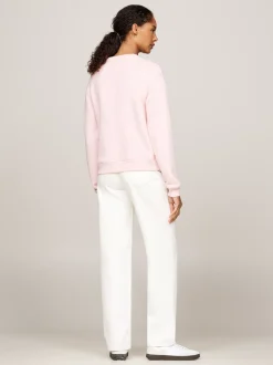 Bluzy Dresowe & Z Kapturem*Tommy Hilfiger Bluza Z Okrągłym Dekoltem I Logo DELICATE PINK