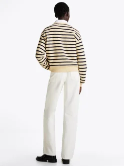 Bluzy Dresowe & Z Kapturem*Tommy Hilfiger Bluza Z Okrągłym Dekoltem I Guzikiem Na Ramieniu BRETON STP IVORY/ DESERT SKY