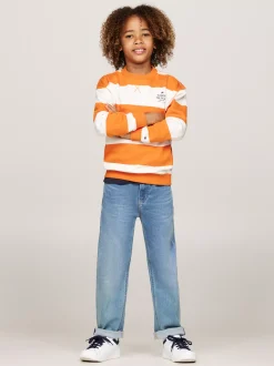 Bluzy Dresowe I Z Kapturem|Bluzy Dresowe I Z Kapturem*Tommy Hilfiger Bluza Z Okrągłym Dekoltem W Paski ORANGE THUNDER / WHITE
