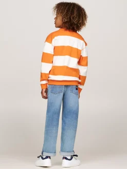 Bluzy Dresowe I Z Kapturem|Bluzy Dresowe I Z Kapturem*Tommy Hilfiger Bluza Z Okrągłym Dekoltem W Paski ORANGE THUNDER / WHITE