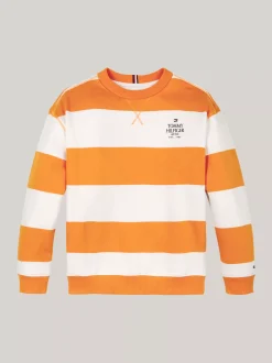 Bluzy Dresowe I Z Kapturem|Bluzy Dresowe I Z Kapturem*Tommy Hilfiger Bluza Z Okrągłym Dekoltem W Paski ORANGE THUNDER / WHITE