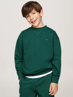 Bluzy Dresowe I Z Kapturem|Bluzy Dresowe I Z Kapturem*Tommy Hilfiger Bluza Z Okrągłym Dekoltem Z Flagą ORNAMENTAL GREEN