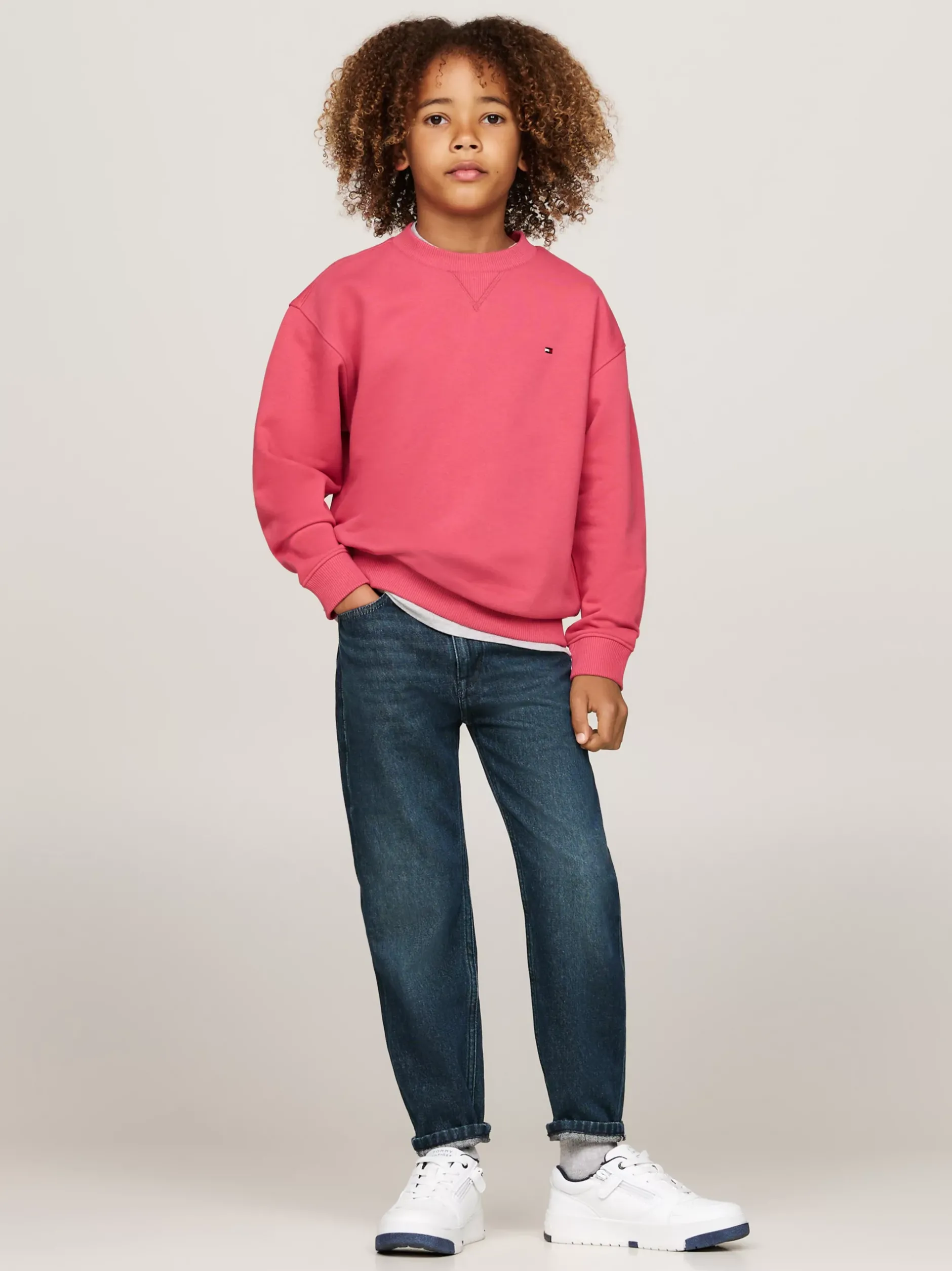 Bluzy Dresowe I Z Kapturem|Bluzy Dresowe I Z Kapturem*Tommy Hilfiger Bluza Z Okrągłym Dekoltem Z Flagą HERITAGE PINK