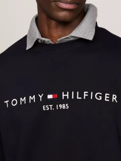 Bluzy Dresowe & Z Kapturem*Tommy Hilfiger Bluza Z Okrągłym Dekoltem Z Logo DESERT SKY