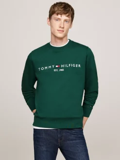 Bluzy Dresowe & Z Kapturem*Tommy Hilfiger Bluza Z Okrągłym Dekoltem Z Logo ORNAMENTAL GREEN